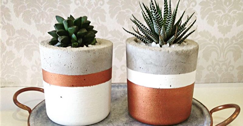 jarrinhos de concreto decorados