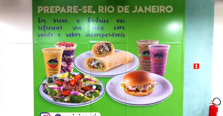 Tapume da Go Juice no Shopping do Méier